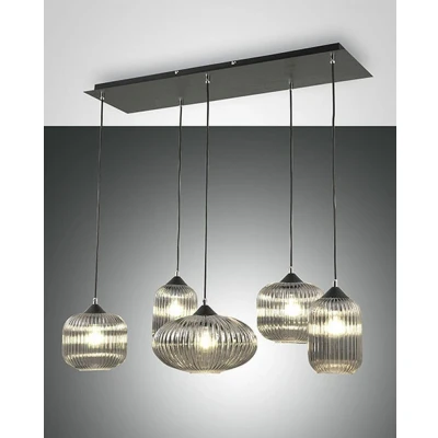 Image of Gillis Cluster Pendant Ceiling Light Transparent Grey Glass, E27
