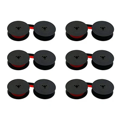 Image of Printerfield 6 Pcs Replacement Typewriter Ink Spool Ribbon for Olivetti GR 4/GR 8 Black Red