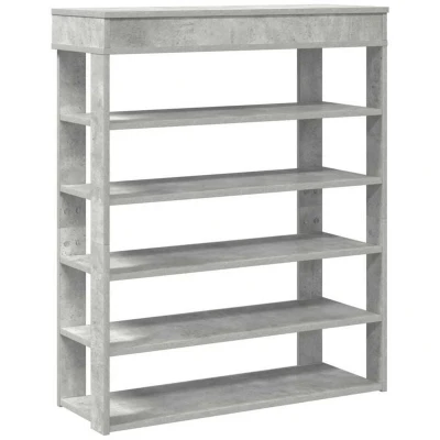Image of vidaXL Shoe Rack 80x30x98 cm Concrete Oak Modern Engineered Wood Organizer for Entryway/Hallway