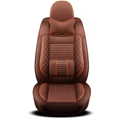 Image of nenyan Universal Car Seat Covers waterproof leather Full Set, To Fit Most Cars, Side Airbag Compatible Brown