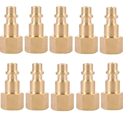 Image of Brass 1/4 Inch NPT Female Air Trousers Quick Connect Adapter, Coupler and Plug Kit, Compressor Fittings 10 Pieces (Female NPT)