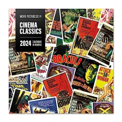 Image of Grupo Erik Sci Fi Cinema Classics Wall Calendar 2024 12&quot; x 12 Month Planner Square Family Cool
