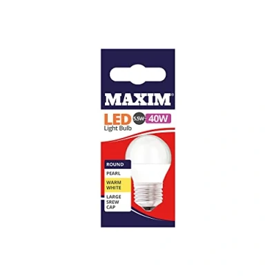 Image of MAXIM LED Bulbs [Pack of 10] Type: Round (Warm White) 6Watts (40Watts) / Pearl Finish 25 000 Hours/Energy Saving Multipack [40MLRESWW5X10]