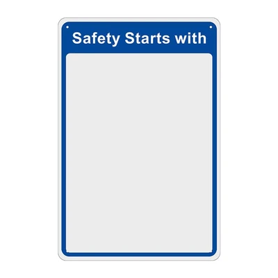 Image of Safety Starts With PPE Mirror, Laser Cut Optix Acrylic Mirrored Sheet, Pre Drilled Corners, W200mm x H300mm