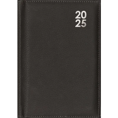 Image of 2025 Black A5 Hardcover Diary Soft Faux Leather Day Per Page Home Desk Office Planner