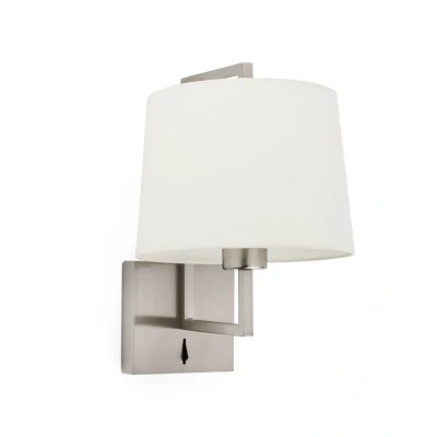 Image of Frame Matt Nickel, Beige Shade Wall Lamp