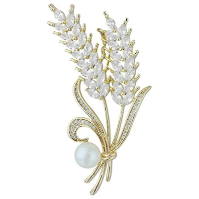 Image of Mecool Brooch Pin Shell Beads Brooches Alloy Pins Rice Golden