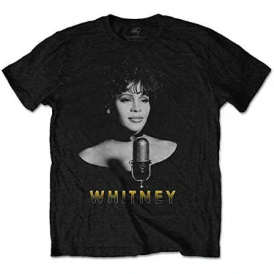 Image of Whitney Houston T Shirt Black and White Photo Logo Official Mens L