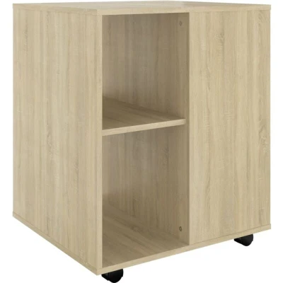 Image of vidaXL Rolling Cabinet in Sonoma Oak Quality Engineered Wood Mobile and Space Efficient For Office, Living Room, Bedroom Scandinavian Style