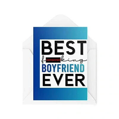 Image of Funny Cards Birthday Card Best Boyfriend Ever Valentines Love Congratulations Greeting Witty Humour Laughter Banter Joke Fun CBH69