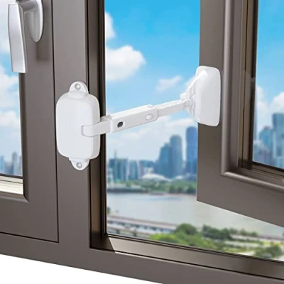 Image of EUDEMON 1 Pack Childproof Window Restrictor for Aluminum, Wooden, Metal Frames, Baby Safety UPVC Lock, Locks Toddlers &amp; Pets, Easy to Install (White)