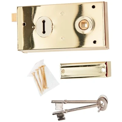 Image of Yale Locks P401GRY Rim Lock 138 x 76mm Polished Brass Finish (Visi Pack)