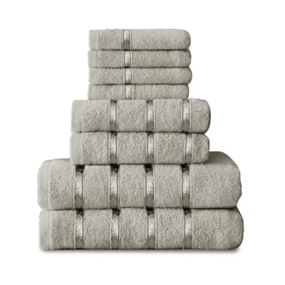 Image of GC GAVENO CAVAILIA 8 Piece Towel Bale Set Egyptian Cotton Face Hand Bath Quick Dry &amp; Highly Absorbent Towels Silver Washable For Bathroom
