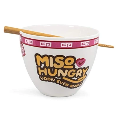 Image of Toynk Miso Hungry Japanese Dinnerware Set 16 Ounce Ramen Bowl and Chopsticks