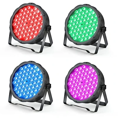 Image of BETOPPER Stage Lights Strobe LED Par 54 * 1.5w RGB 3 in 1 DMX512 Lightweight Disco Light DJ for Party Wedding Club Bars Show (4 Pack)