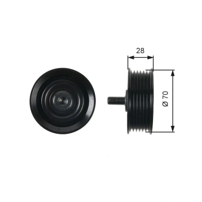 Image of 2528727060 Idler Pulley GATES T36410 PowerGrip with grooves HYUNDAI: ix35, Santa FE 3, Grand Fé, KIA: Sportage III, SORENTO IV