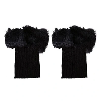 Image of Boot Cuff, 1 Pair Faux Fur Knitted Short Ankle Leg Warmers for Women Winter Warm Keeping 4 Colors (17 * 14 4cm Black) Cycling Riding Protection