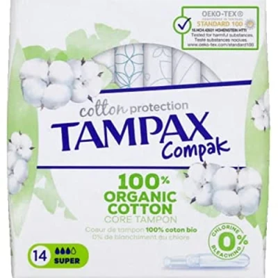Image of Tampax Compak Cotton Protection Super Tampons with Applicator 14 Pieces