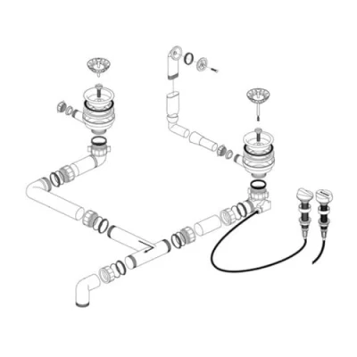 Image of BLANCO 224805 Drain Fitting 2 x 3.5 Inch Sieve with Remote Control Overflow Round / Spare Part