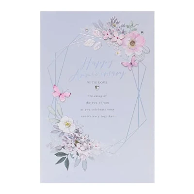 Image of UK Greetings Anniversary Card for Him/Her/Friend Floral Holographic Design