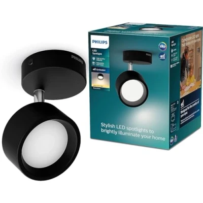 Image of PHILIPS LED Bracia Spot 1x5.5W Warm White 2700k [5.5W Black] for Indoor Home Lighting, Living Room, Study, Office