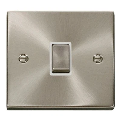 Image of Click Deco Ingot Double Pole Plate Switch White Satin Chrome 20A VpsC722WH
