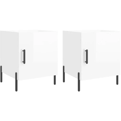 Image of vidaXL Bedside Cabinets 2 pcs High Gloss White 40x40x50 cm Engineered Wood