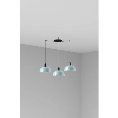 Image of Tatawin Medium Cluster Pendant Ceiling Light Satin Black, Gloss Grayish Blue 3x E27
