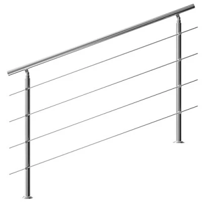 Image of MONZANA® 160 cm Stainless Steel Handrail Bannisters with 4 Cross Members Indoor Or Outdoor Use Adjustable Angle Brushed Transitional Tubular Stair Railings Balustrade Balcony