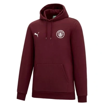 Image of PUMA Manchester City Essentials Hooded Sweat Unisex Burgundy Size: S