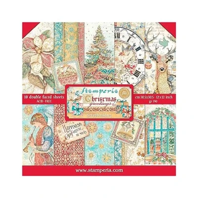 Image of Stamperia Scrapbooking Pad Christmas Greetings Multicoloured, 12 x inches