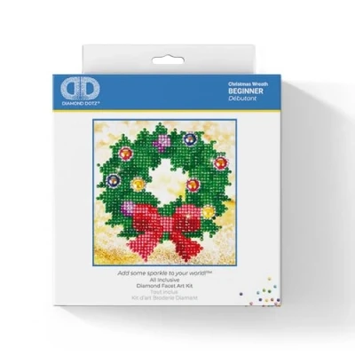 Image of DIAMOND DOTZ Painting, Beginner Kit, Fabric, Wreath, 13.5 x 13.5cm