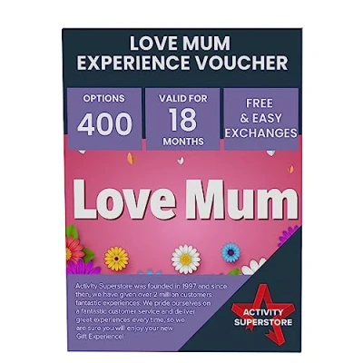 Image of Activity Superstore Love Mum Gift Experience Day Voucher, Choose from 400 Options, Photoshoots, Sightseeing Tours, Dining Experiences, Driving, Adventure days