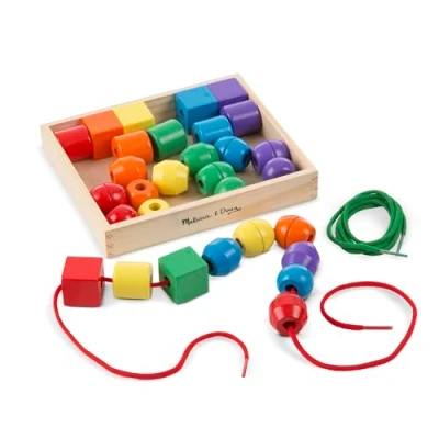 Image of Melissa &amp; Doug Wooden Lacing Beads Developmental Toy Problem Solving 3+ Gift for Boy or Girl