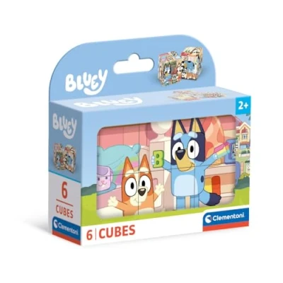 Image of Clementoni Jigsaw Puzzle Bluey 6 Pieces Cube Supercolor For Children 2 4 Years, Cartoon, Gift Boy/Girls, Kids, Made In Italy, 40662