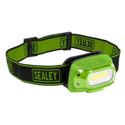 Image of Sealey Rechargeable Head Torch with Auto Sensor, 8W COB LED, 500lm HT08RG