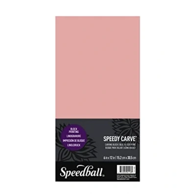 Image of Speedball Speedy Carve Block Printing Carving Block, Rectangle, Pink, 6 X 12 Inches (15.24cm 30.48cm)