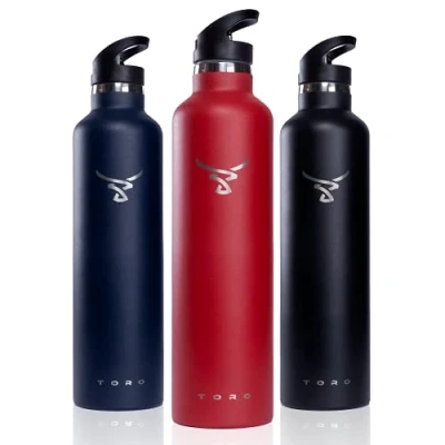 Image of Toro Insulated Steel Water Bottle Vacuum Metal Flask Cold 24 Hours &amp; Hot 12 Stainless Lid Sports Cap with Straw Leak Proof No Condensation 600ml / 750ml 1000ml 1L, Lava Red