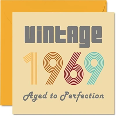 Image of 55th Birthday Cards for Men Women Vintage 1969 Aged To Perfection 55 Card Funny Her Him, 145mm x Best Friend Greeting Mum Dad Grandad Grandpa Grandma Nanny