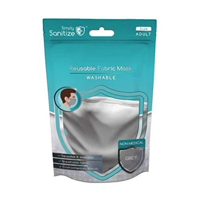 Image of Simply Sanitize Reusable Light Grey Fabric Face Mask NM003