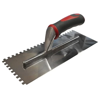 Image of Faithfull Notched Trowel Serrated 6mm Stainless Steel Soft Grip Handle 11 x 4.1/2in FAISGTNOT6SS