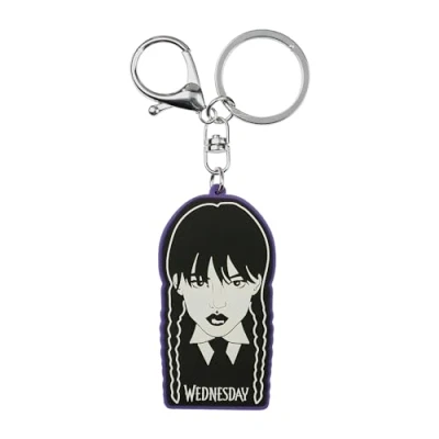 Image of Wednesday Braid Brand Keychain, Black, 6 x 10 cm