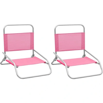 Image of vidaXL Folding Beach Chairs 2 pcs Pink Fabric