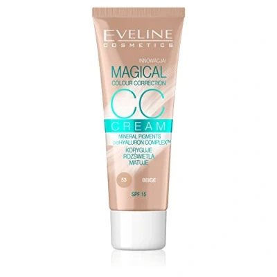 Image of Eveline CC Cream Magical Color Correction Multifunctional Foundation SPF15 No 53 Beige 30ml