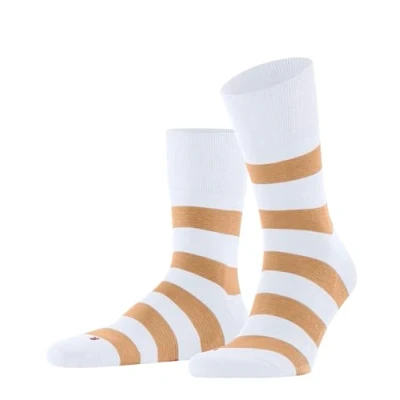 Image of FALKE Unisex Run U SO Cotton Patterned 1 Pair Socks, White (White 2000) stripes, 9.5 10.5