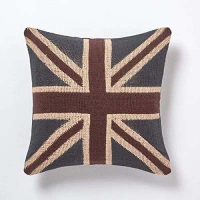 Image of HOMESCAPES Hand Woven Jacquard Union Jack Cushion Cover 45 x cm United Kingdom Flag Decorative 100% Cotton The Perfect British Gift