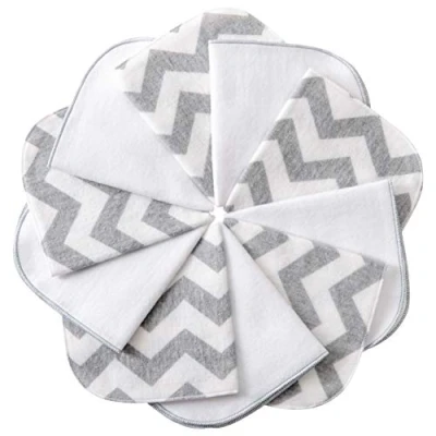 Image of mimaDu Molton Cloths Baby Face White, Towels Cotton, Towel Set Cotton,Children&#039;s of 10 Oeko Tex, 25 x cm Grey White Zigzag