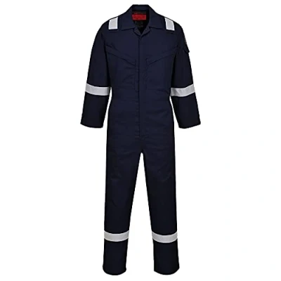 Image of Portwest Araflame Silver Coverall Navy 46