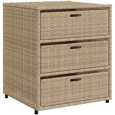 Image of vidaXL Garden Storage Cabinet Beige 55x59x69 cm Poly Rattan