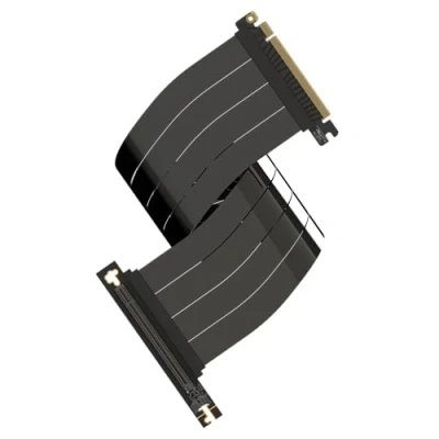 Image of LINKUP AVA5 PCIe 5.0 Riser Cable [50cm] Future Proof for Gen 5 GPU Vertical Mount x16 128GB/s Speed Compatible with 4.0 &amp; WRX80/WRX90E Right Angle, Black